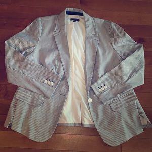 Lane Bryant White and Navy Striped Blazer